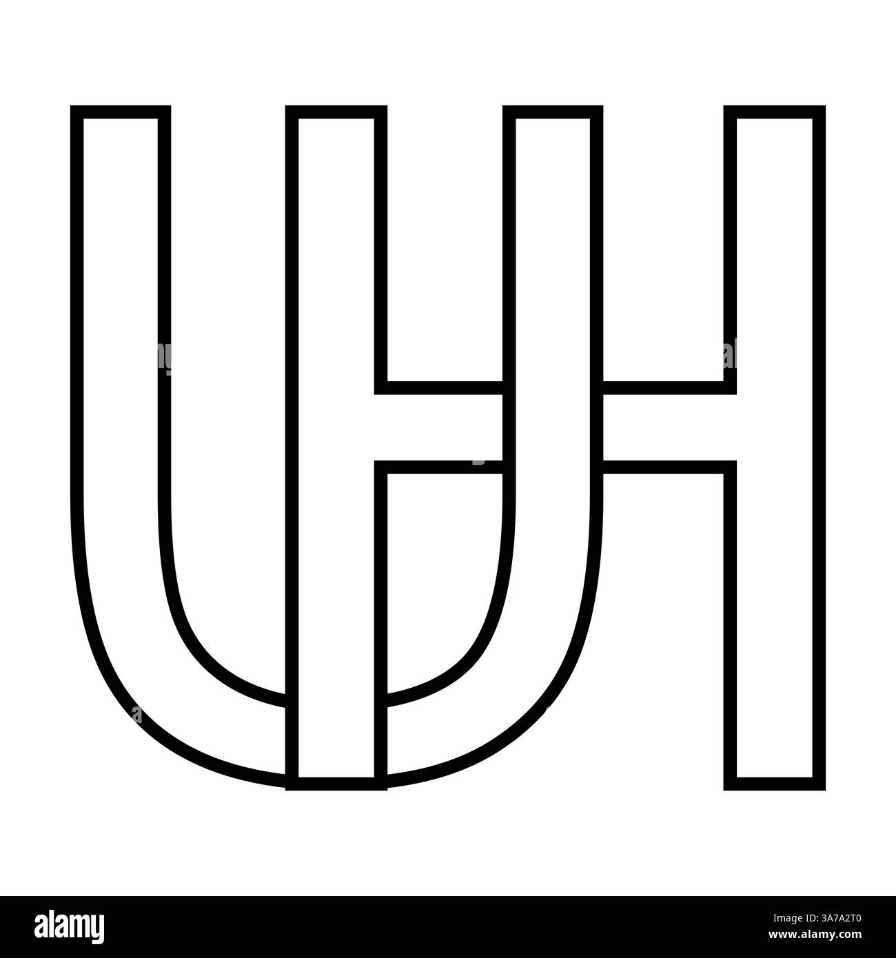 Simbolo logo icona uh hu lettere doppie logotipo u h Illustrazione Vettoriale