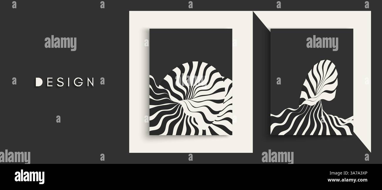 Abstract background ondulate. Modello con illusione ottica. Libro di testo, Opuscolo o brochure mockup. Cover Design modello. Il futuristico illustrazione vettoriale. Illustrazione Vettoriale
