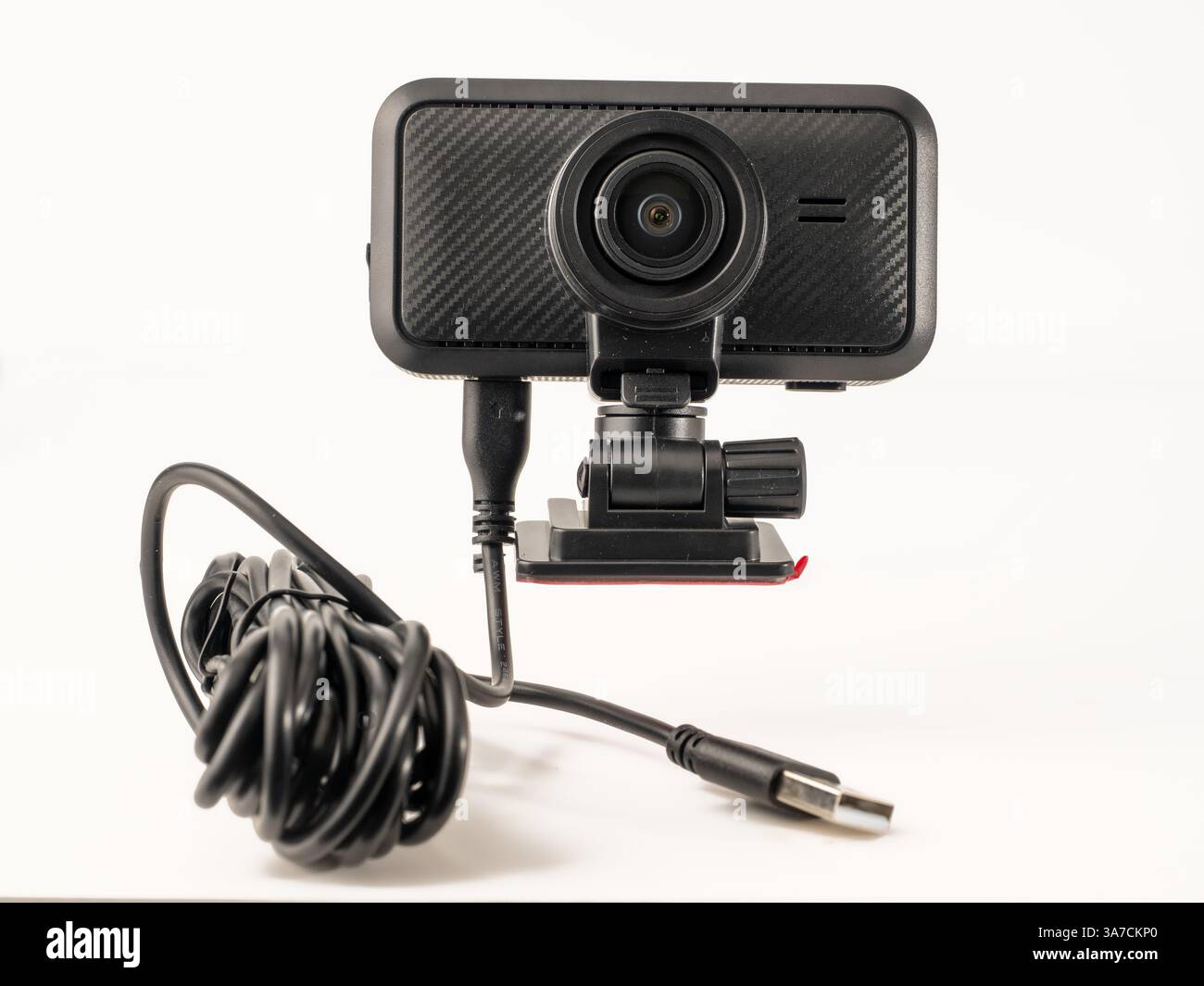 videocamera per auto dash cam 4k isolata su sfondo bianco Foto Stock