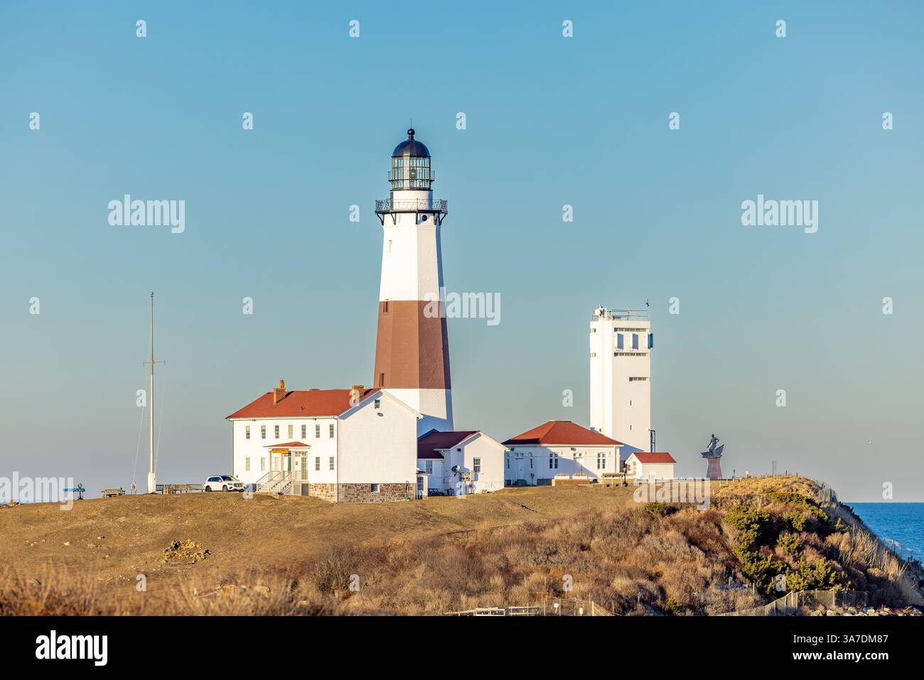 paesaggio invernale del faro di montauk Foto Stock