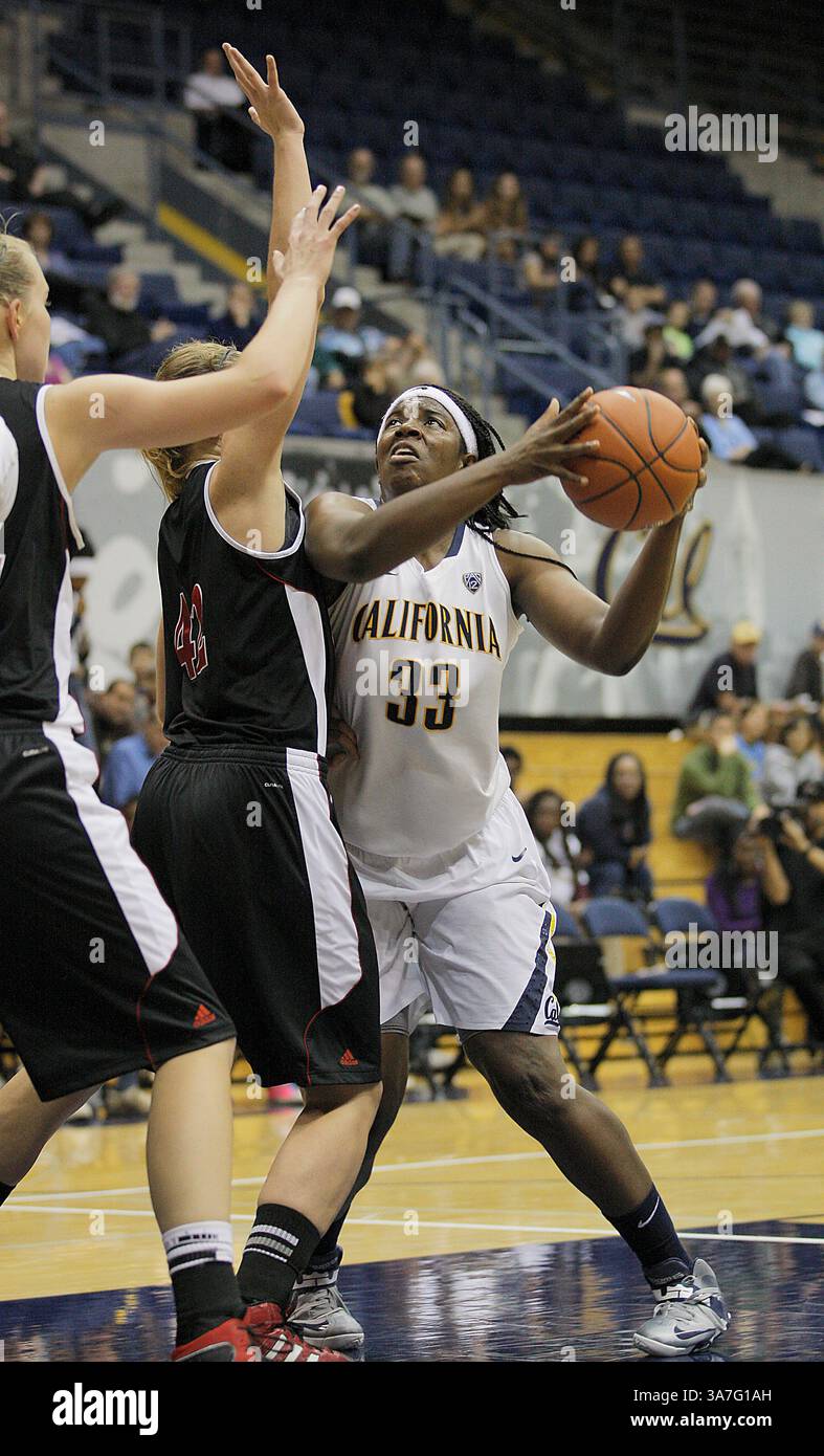 23 novembre 2012 - 23 novembre 2012 durante la NCAA Womens Basketball Game Cal Classic tra Eastern Washington Eagles e California Golden Bears,33 C Talia Caldwell Battles in the Paint presso l'Hass Pavilion Berkeley California(Credit Image: © Thurman James/Cal Sport Media/ZUMAPRESS.com) Foto Stock