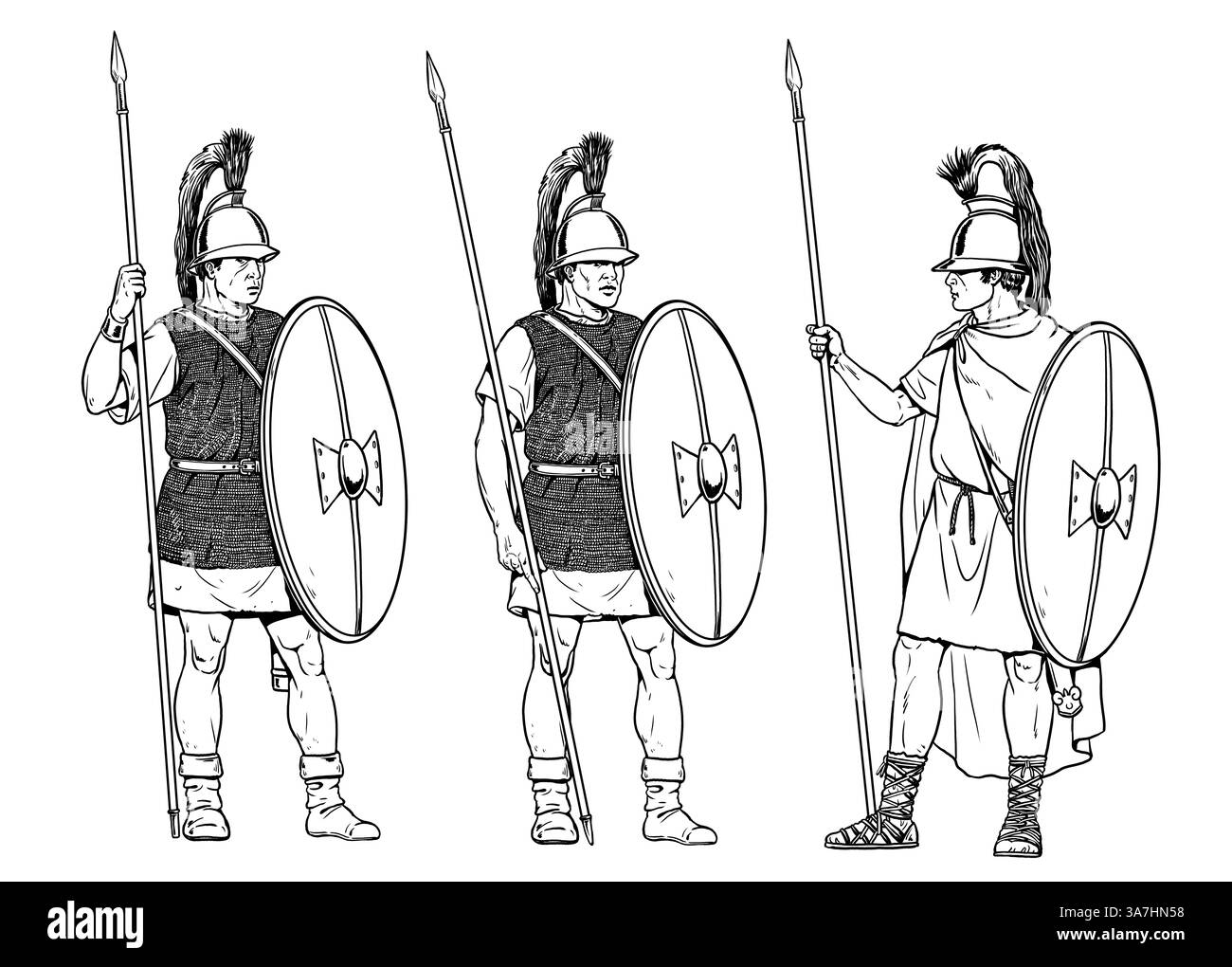 I soldati tolemaici. Antico esercito. Disegno storico. Foto Stock