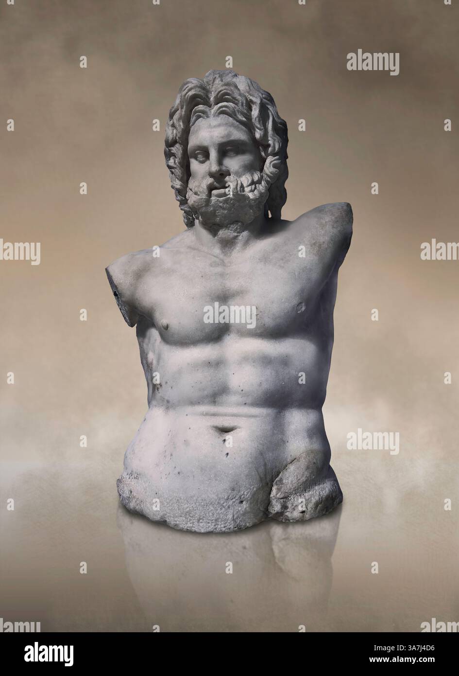 Antica statua greca in marmo frammento di Zeus in trono. 100-80 A.C. A.C. Da Altar Terrace Pergamo (Bergama) Turchia. Pergamon Museum Berlin inv SMB, Av Foto Stock
