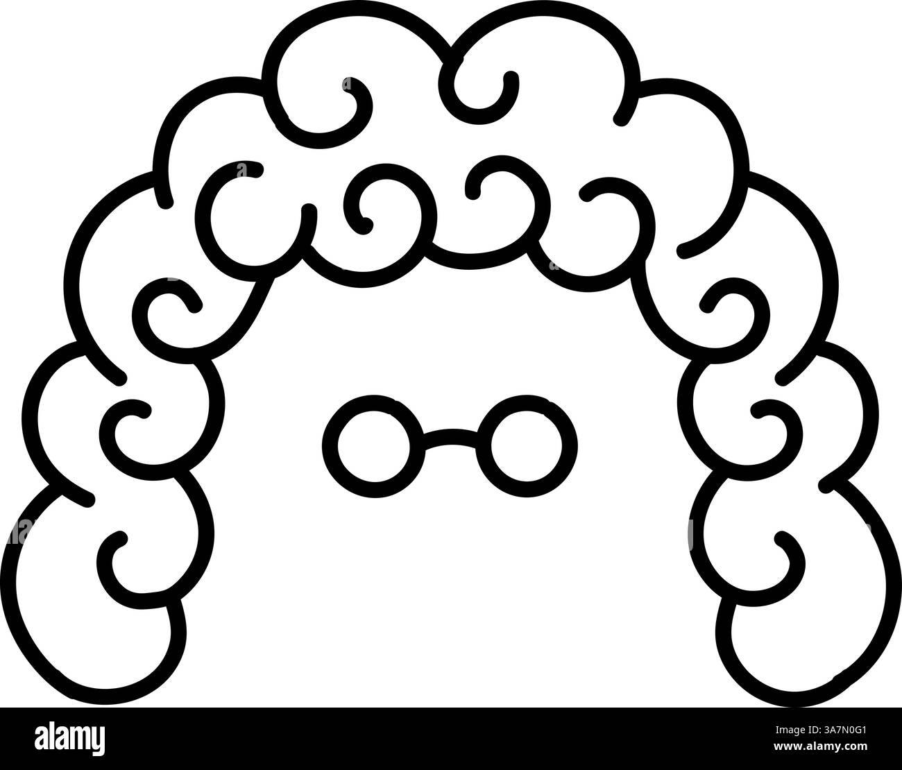 Icona giudica capelli e occhiali. Illustrazione vettoriale disegnata a mano. Traccia linea modificabile. Illustrazione Vettoriale
