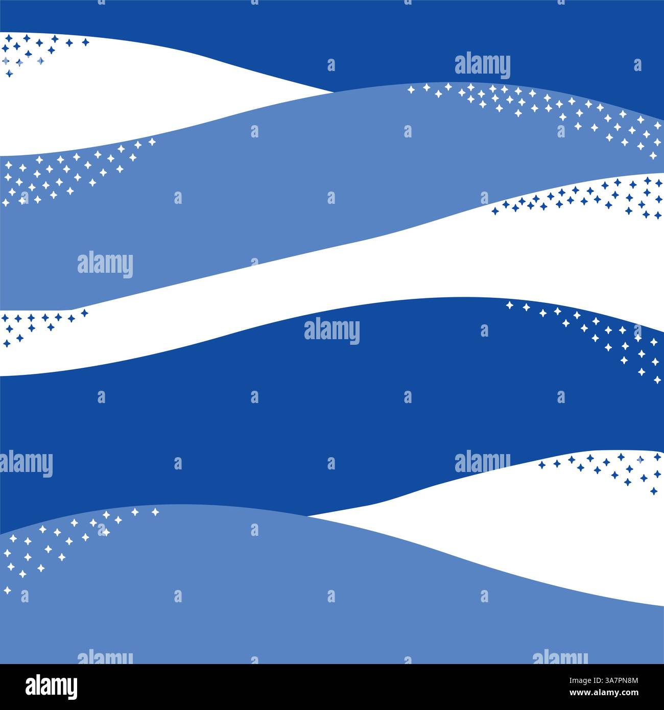 Le onde del mare con le piccole stelle bianche e blu Illustrazione Vettoriale