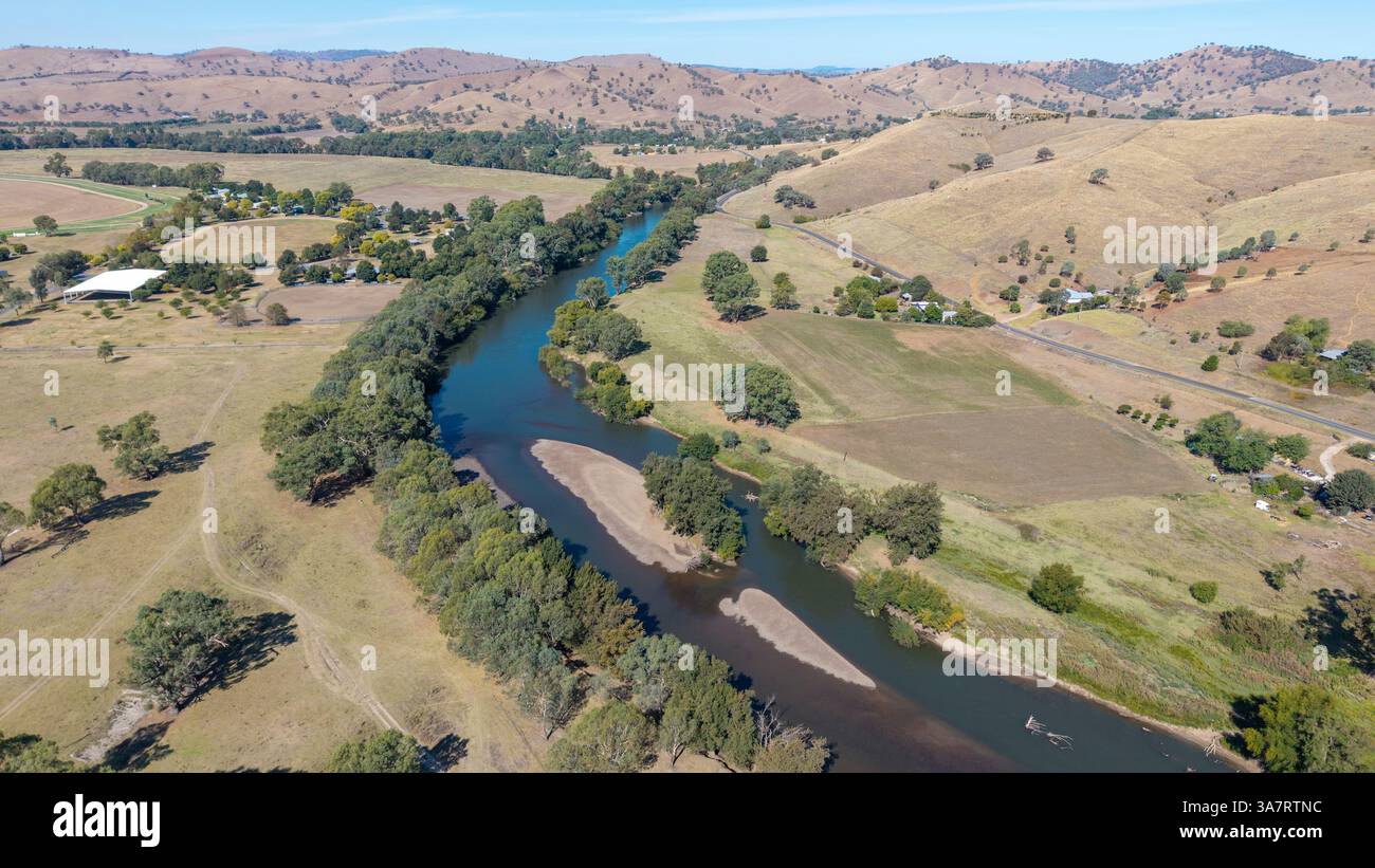 Il fiume Murrumbidgee a Gundagai, nuovo Galles del Sud. Foto Stock