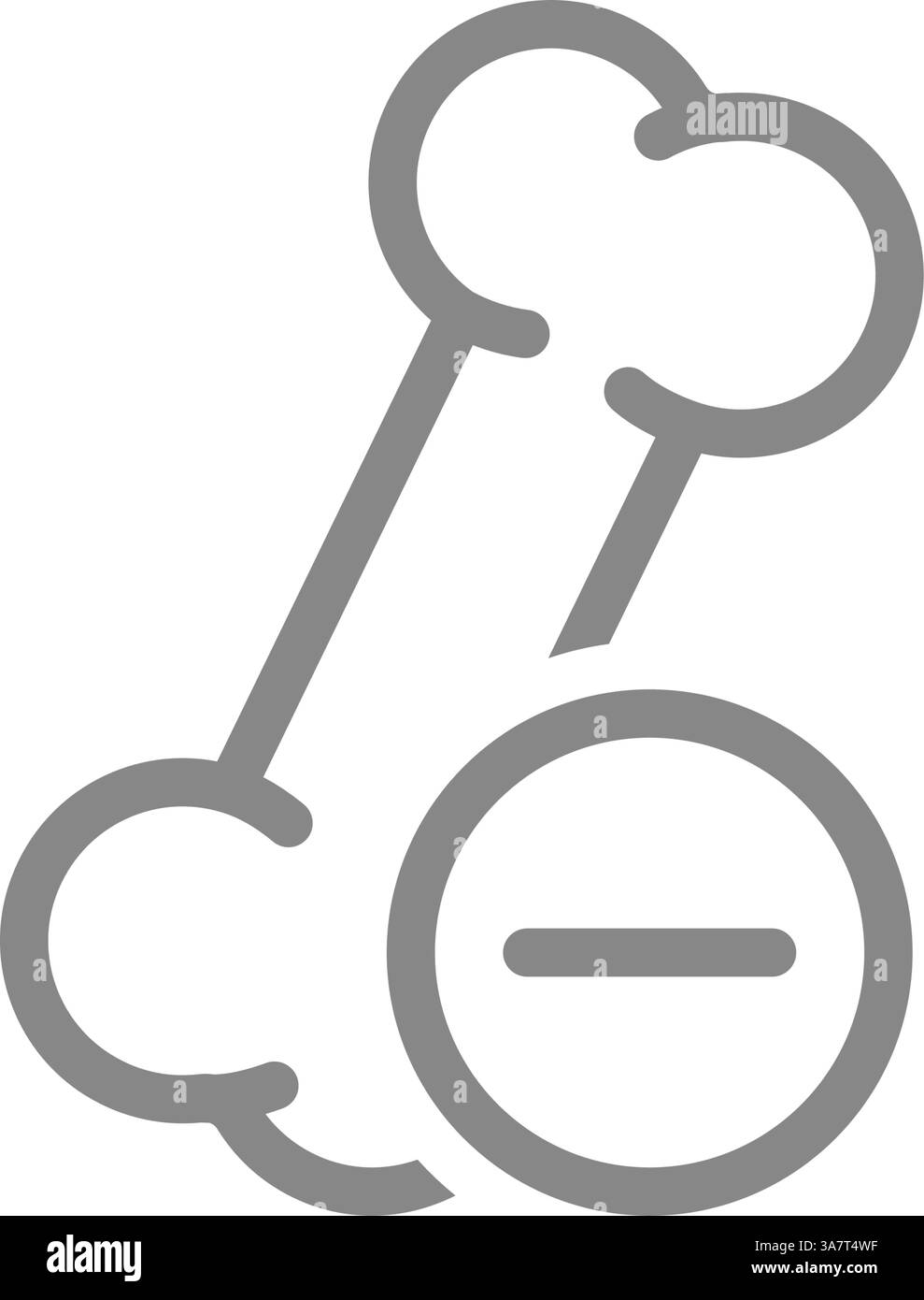Osso umano con l'icona della linea meno. Simbolo delle ossa della malattia. Illustrazione vettoriale. Illustrazione Vettoriale