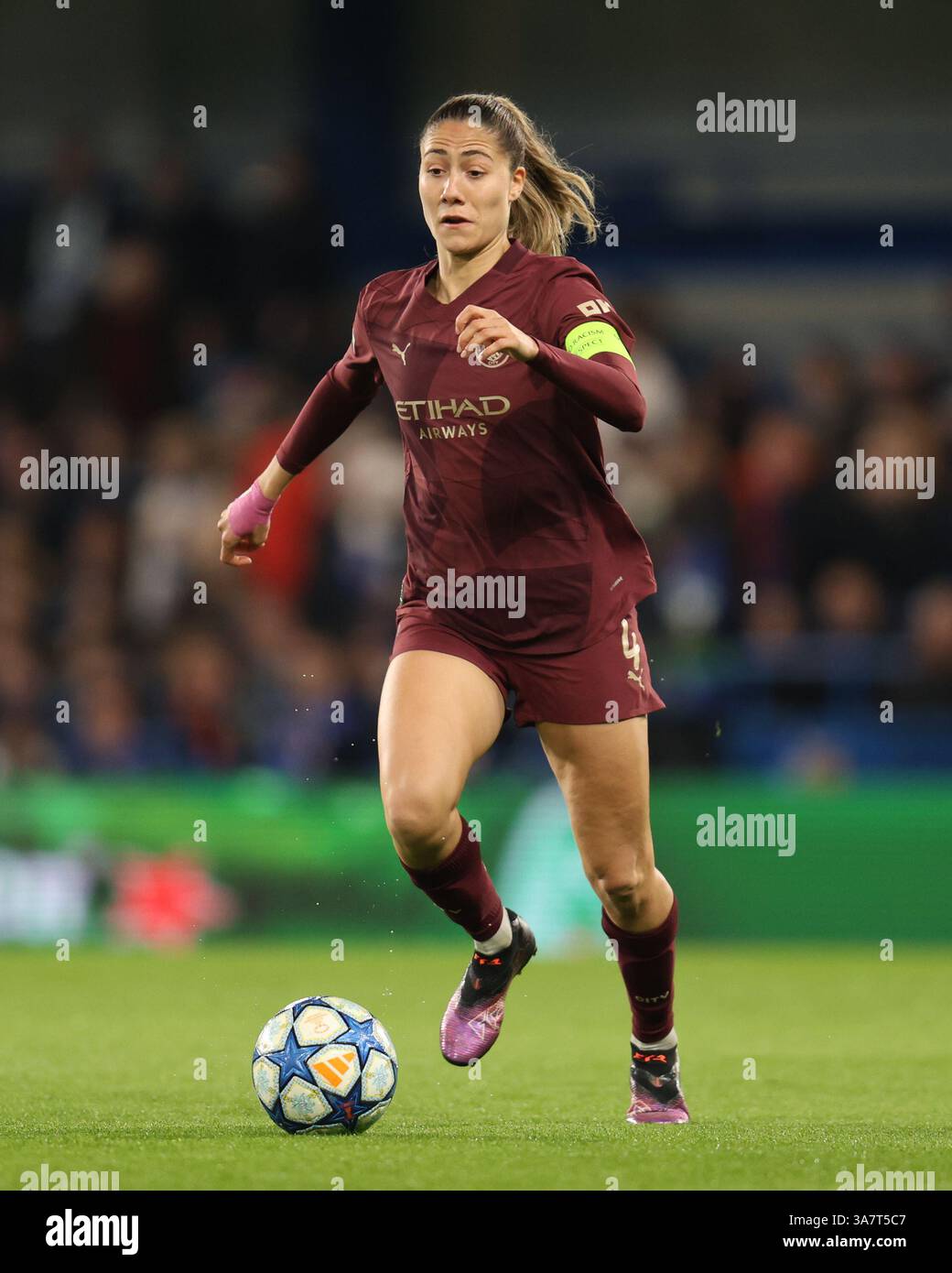 Londra, Regno Unito. 27 marzo 2025. Londra Inghilterra, 27 marzo 2025: Laia Aleixandri di Manchester City durante la partita di UEFA Women's Champions League tra Chelsea e Manchester City allo Stamford Bridge di Londra, Inghilterra (Alexander Canillas/SPP) credito: SPP Sport Press Photo. /Alamy Live News Foto Stock