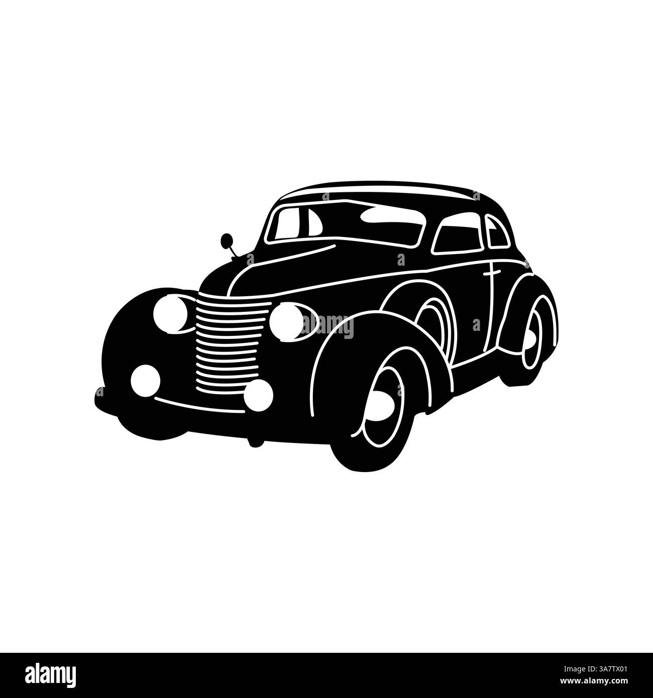 Auto d'epoca con silhouette Vector: Classica illustrazione retro Auto per il design automobilistico e Nostalgia Illustrazione Vettoriale