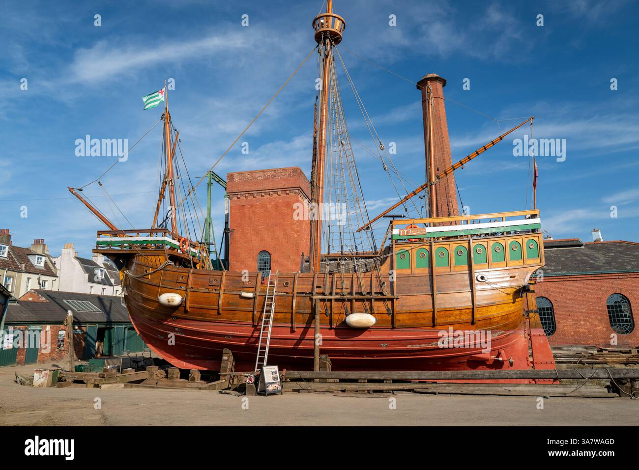 La replica Matthew è in manutenzione al porto di Bristol nel Regno Unito Foto Stock