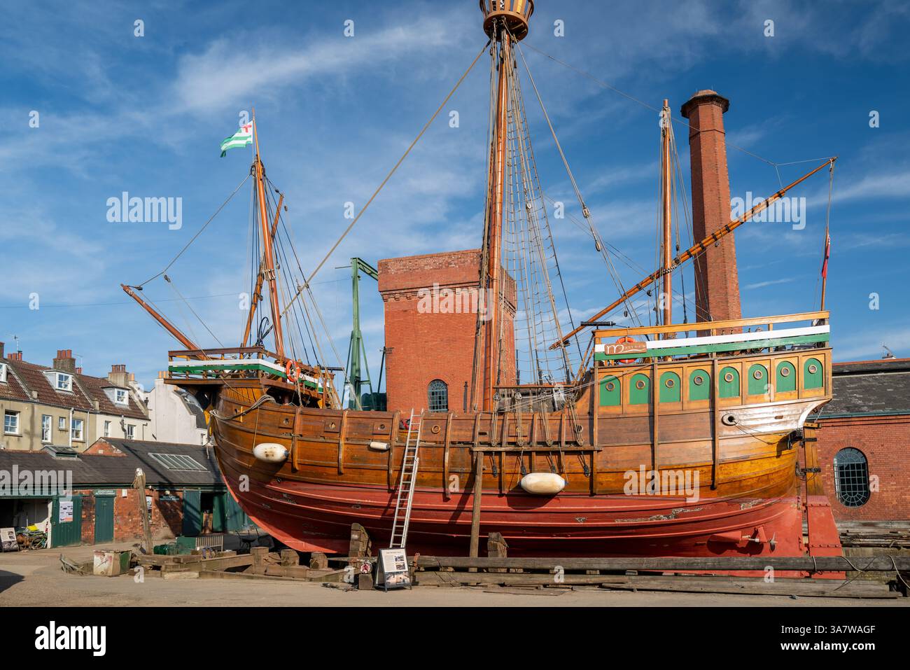 La replica Matthew è in manutenzione al porto di Bristol nel Regno Unito Foto Stock