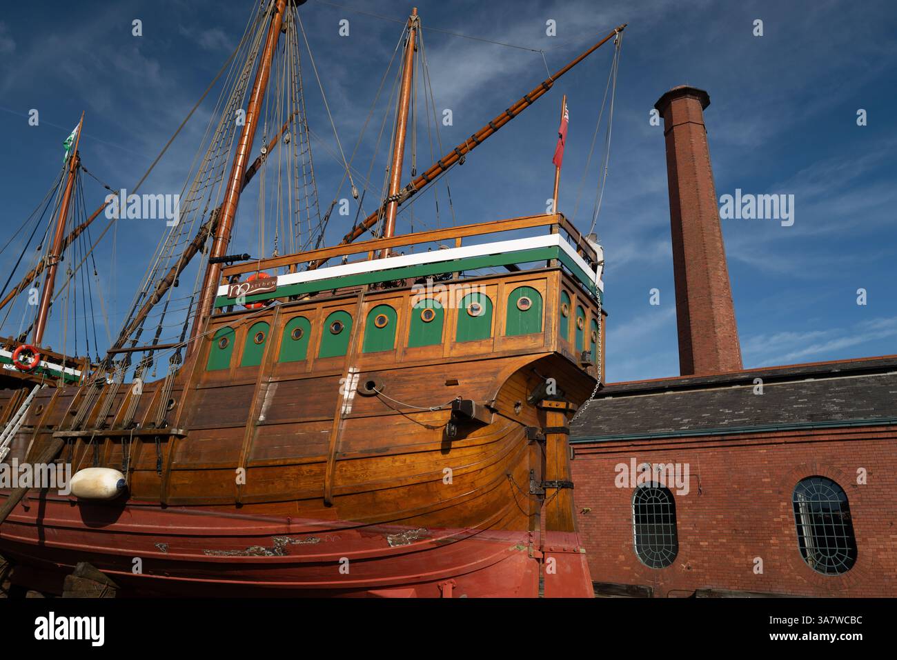 La replica Matthew è in manutenzione al porto di Bristol nel Regno Unito Foto Stock