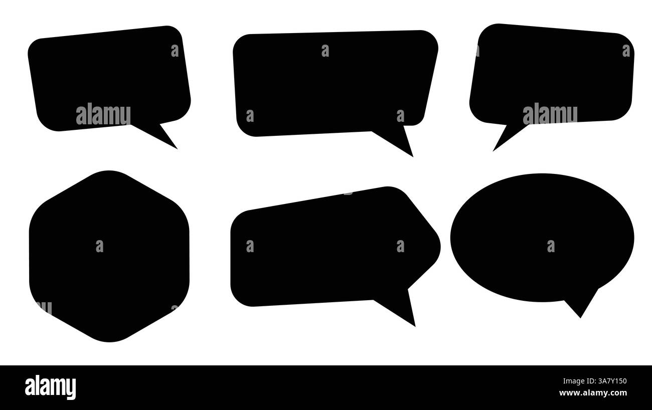 Icone a fumetto nere impostate su sfondo bianco Illustrazione Vettoriale