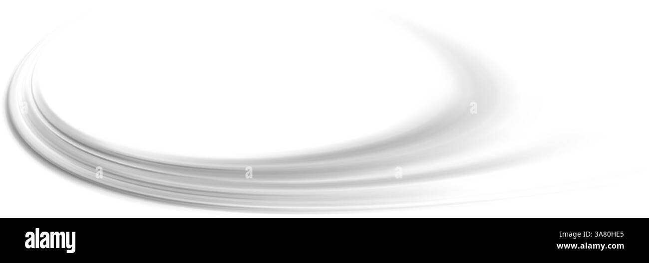 Elemento linea vento grigio. Effetto velocità curva delle griglie luminose. Traccia del movimento ondulato del flusso d'aria. Concetto di onda di vento soffiante. Illustrazione del design del percorso a strisce Swoosh e a turbolenza. Elemento di turbolenza grigio vettoriale Illustrazione Vettoriale