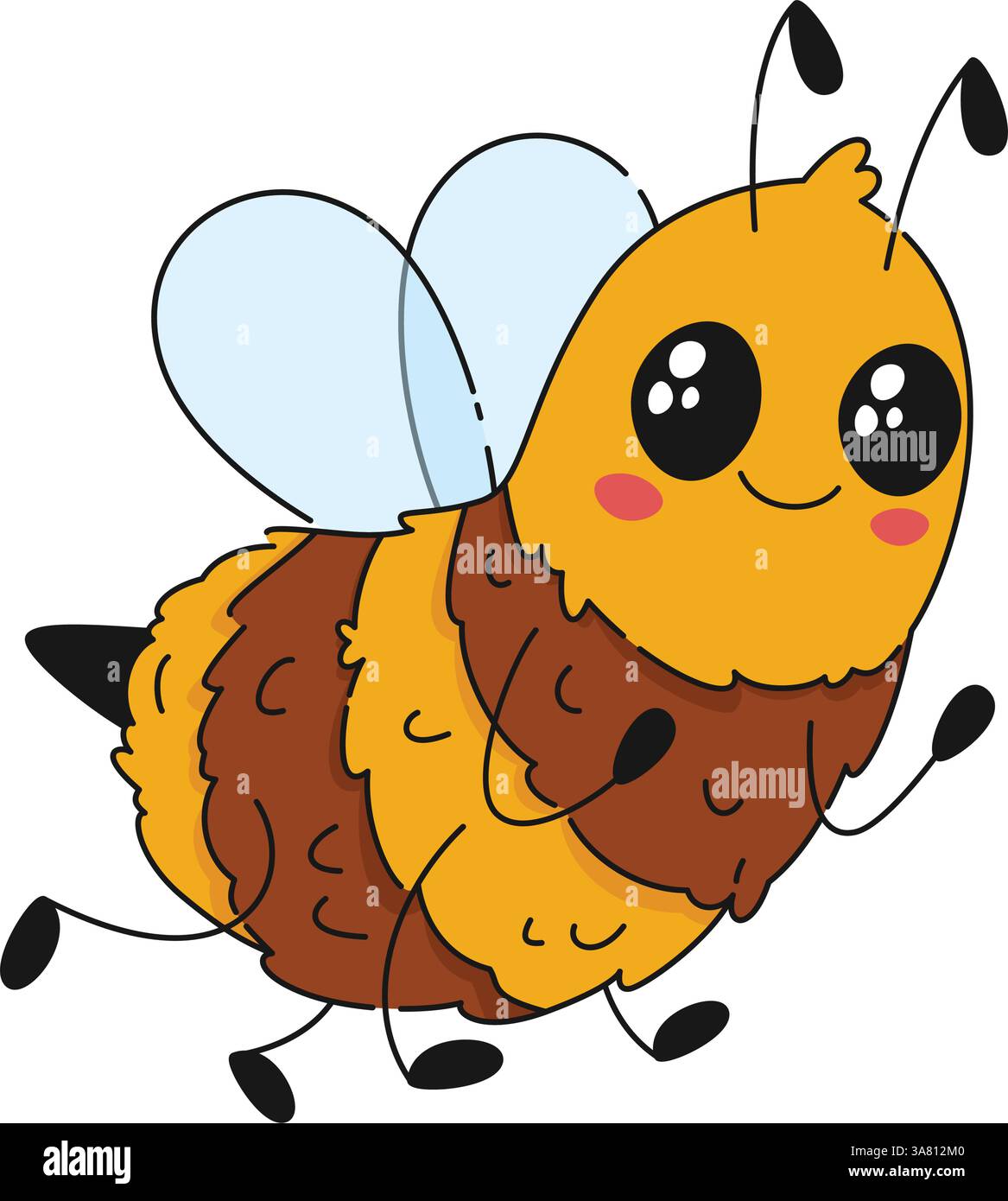Carina divertente ape cartoni animati. Insetto. Illustrazione vettoriale per bambini in stile piatto per bambini. Illustrazione Vettoriale