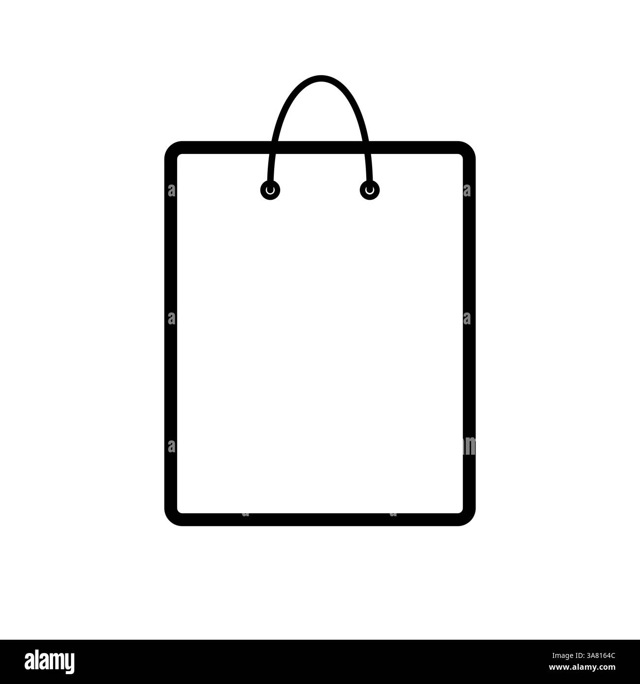 Borsa per la spesa nera minimalista con manico su sfondo bianco Illustrazione Vettoriale