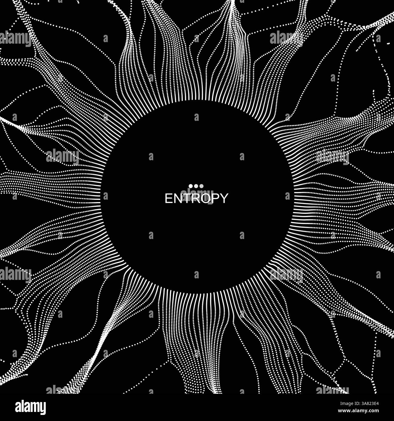 Buco nero costituito da particelle volanti. Abstract Background. 3D illustrazione vettoriale. Illustrazione Vettoriale
