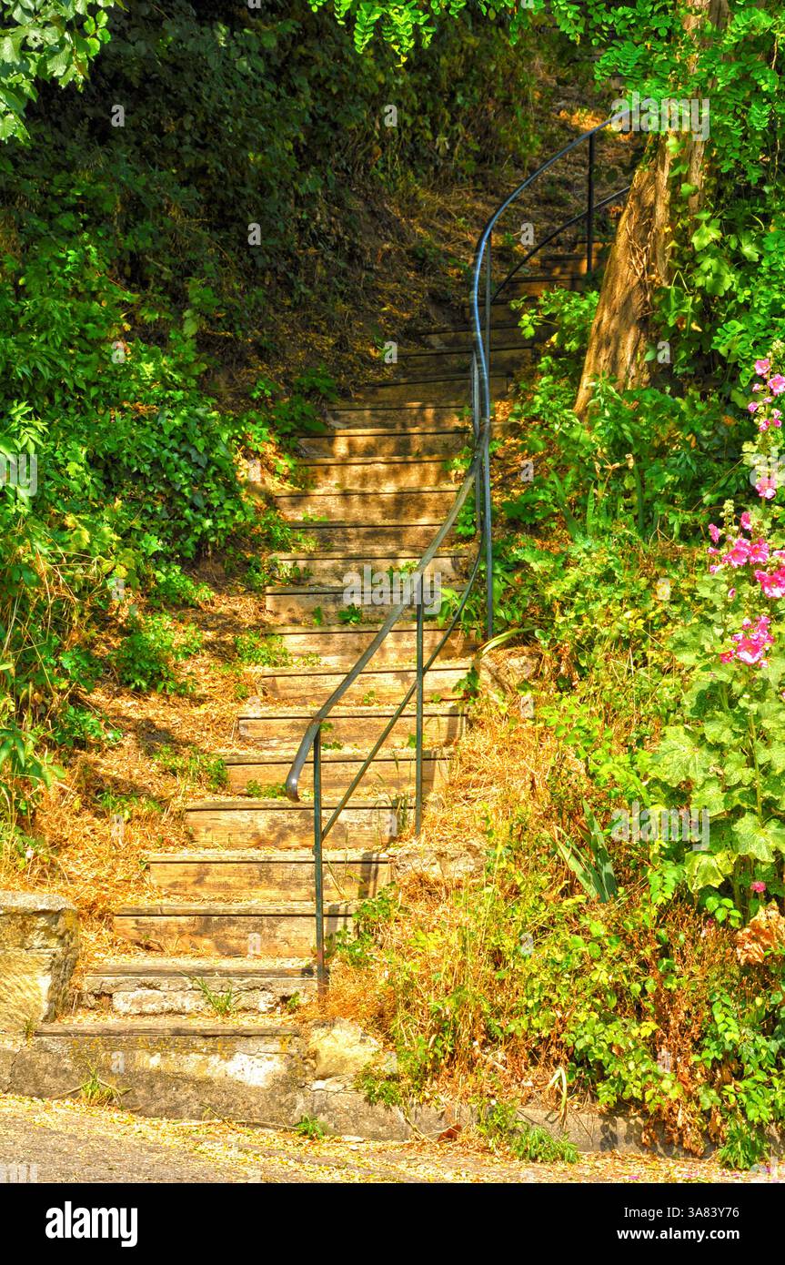 L'eredità di Van Gogh: L'iconica scalinata di Auvers-sur-Oise Foto Stock