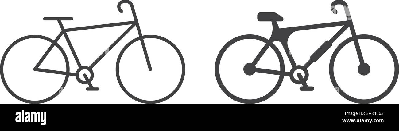 Icona della bicicletta in stile piatto. Illustrazione vettoriale della bicicletta su sfondo isolato. Concetto di business della segnaletica di trasporto. Illustrazione Vettoriale