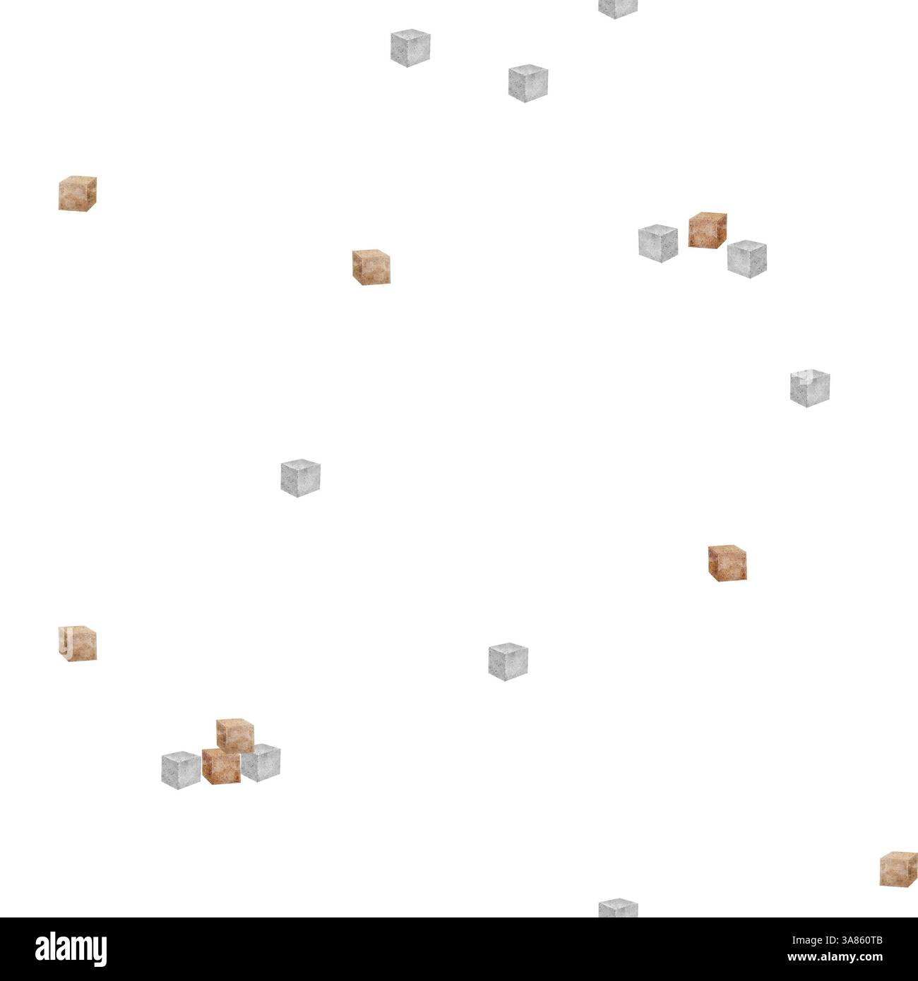 Cubi in legno con motivo ad acquerello per il gioco del bambino. Stampa senza cuciture semplice caotica in stile retrò. Illustrazione su sfondo isolato per design, tessuto Foto Stock