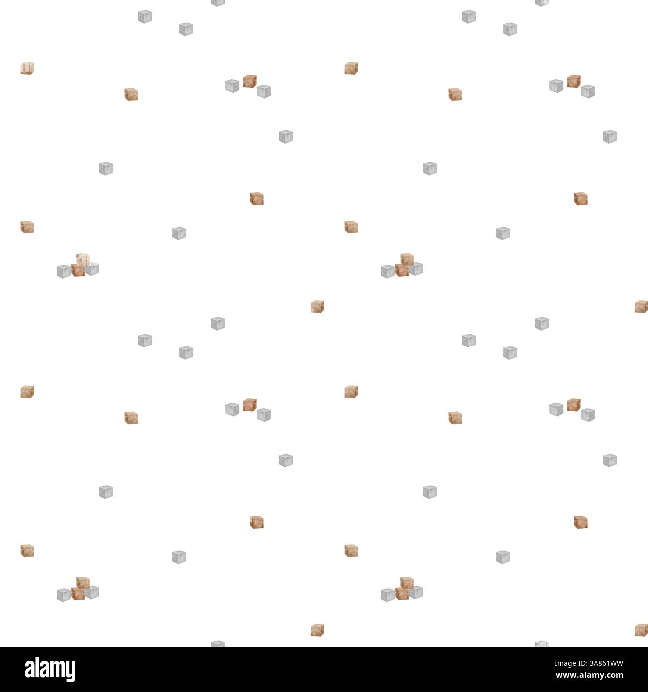 Cubi in legno retrò con motivo senza cuciture per il gioco del bambino. Illustrazione in acquerello su sfondo bianco isolato per design tessile, tessuto, imballaggio Foto Stock