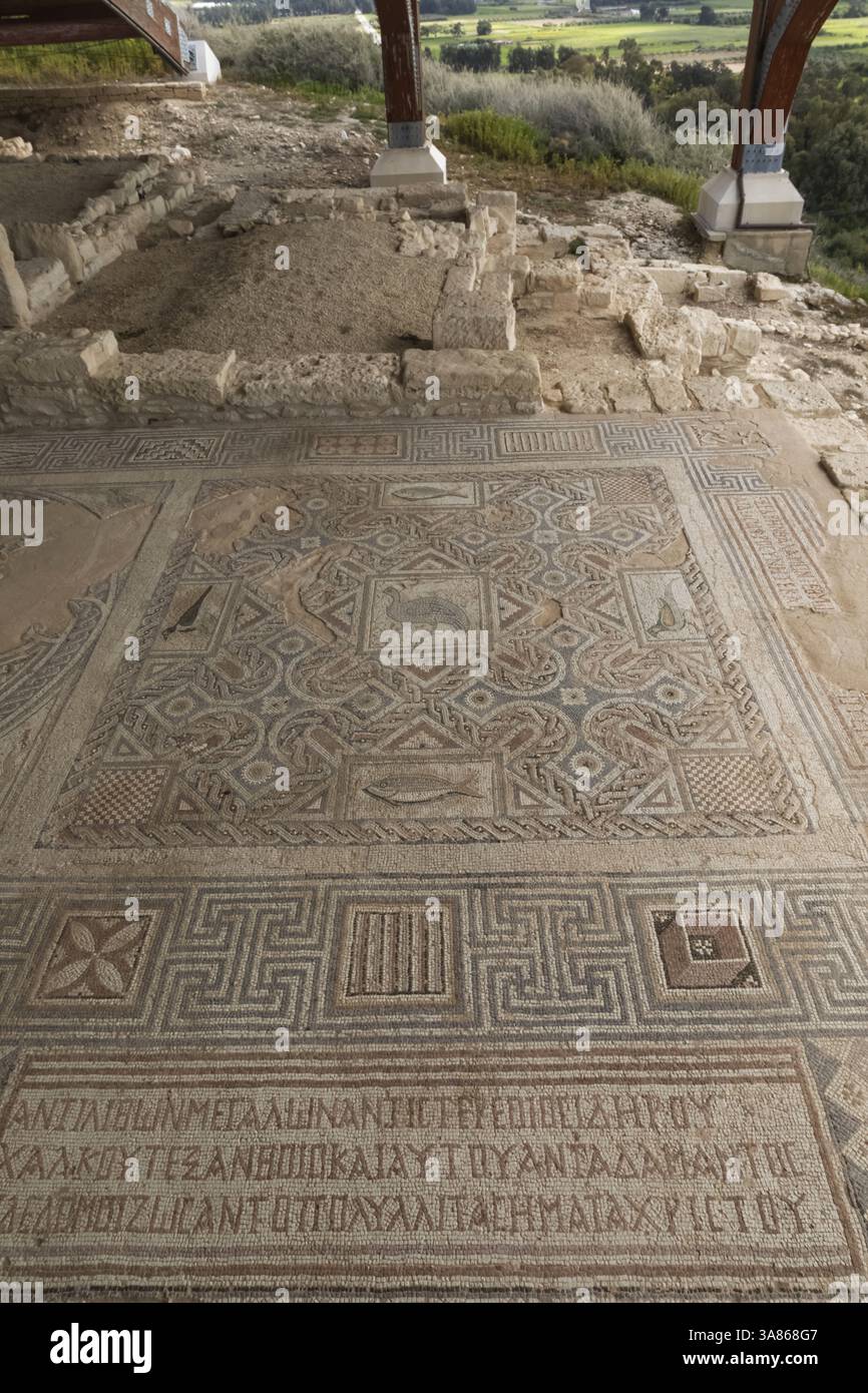 Cipro, Episkopi, Kourion, il sito archeologico di Kourion, la casa di Eustolio, mosaici di pavimento Foto Stock