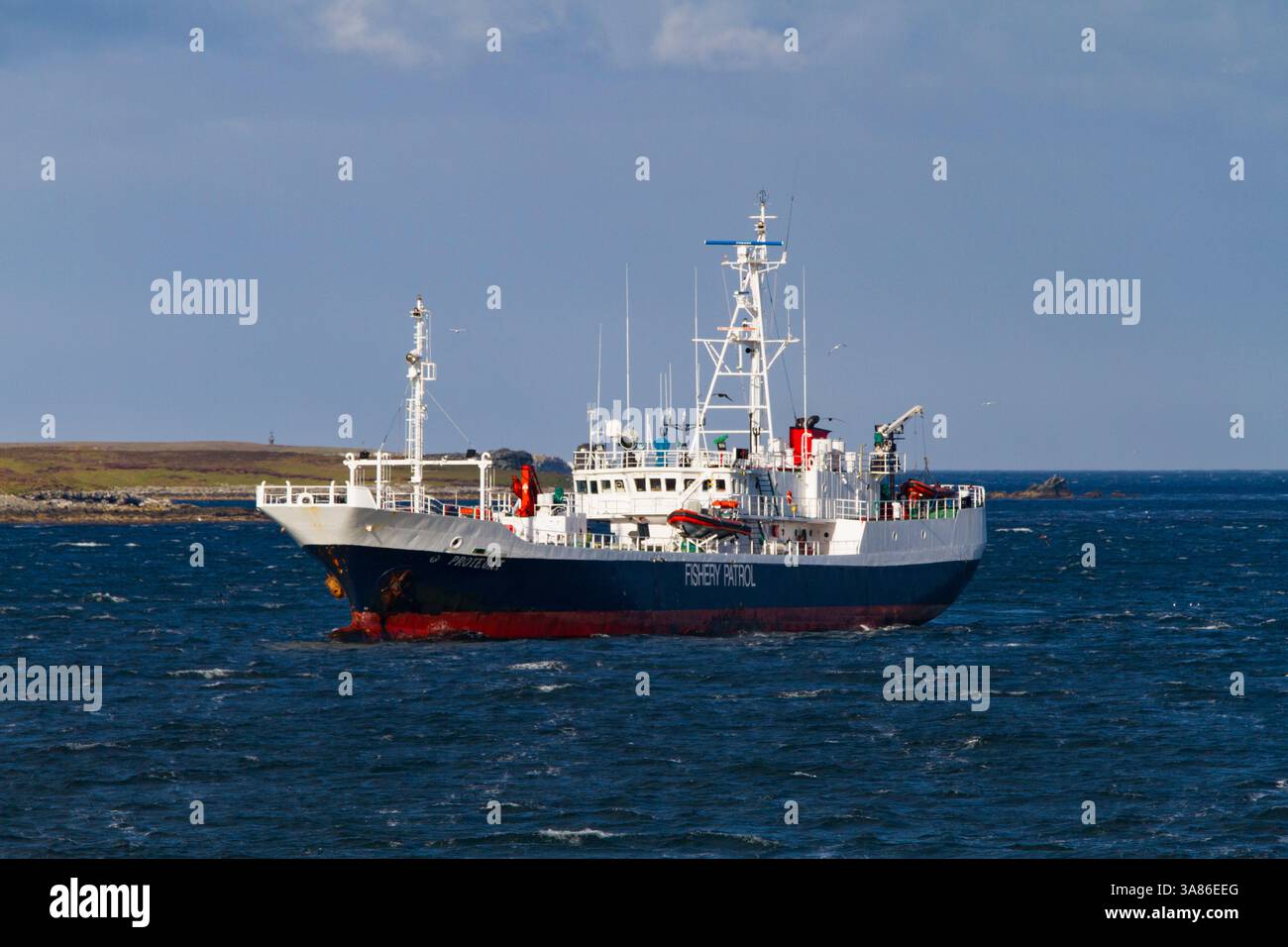 La nave di pattuglia per la pesca delle isole Falklands è il porto esterno di Stanley sull'Isola Orientale, Isole Falkland Foto Stock