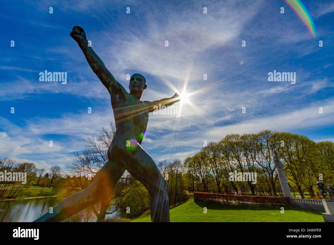 Vista del Parco delle sculture di Vigeland nella città di Oslo, Norvegia Foto Stock