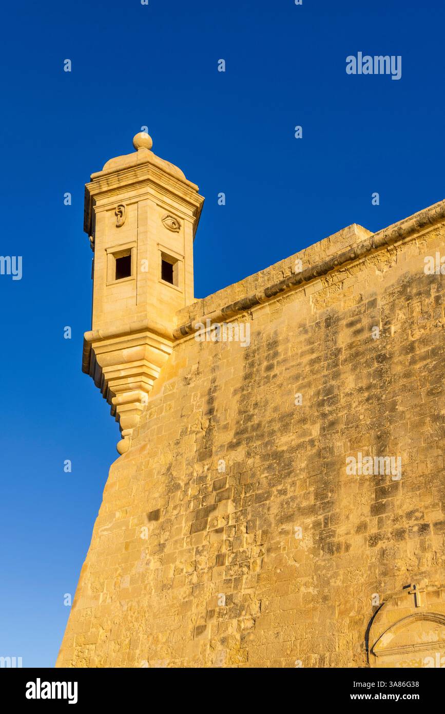 La Guardiola Watch Tower, Safe Haven Gardens, Senglea, Malta Foto Stock