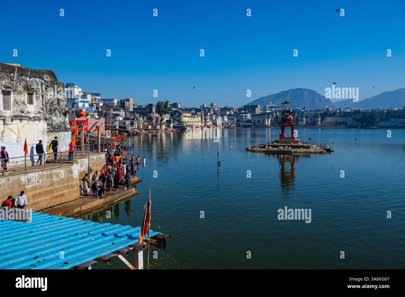 Lago di Pushkar, Pushkar, Rajasthan, India Foto Stock