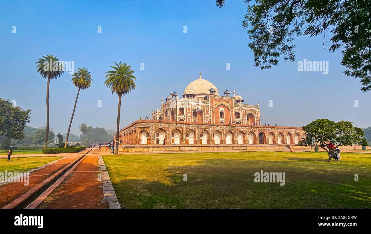Tomba di Humayun, UNESCO, Delhi, India Foto Stock