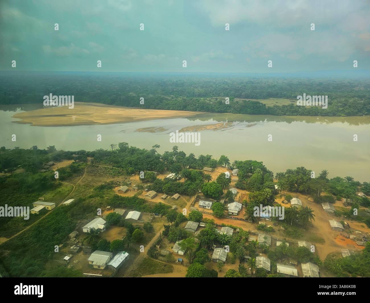 Aerea del Parco Nazionale Dzanga Sangha, UNESCO, Repubblica Centrafricana Foto Stock