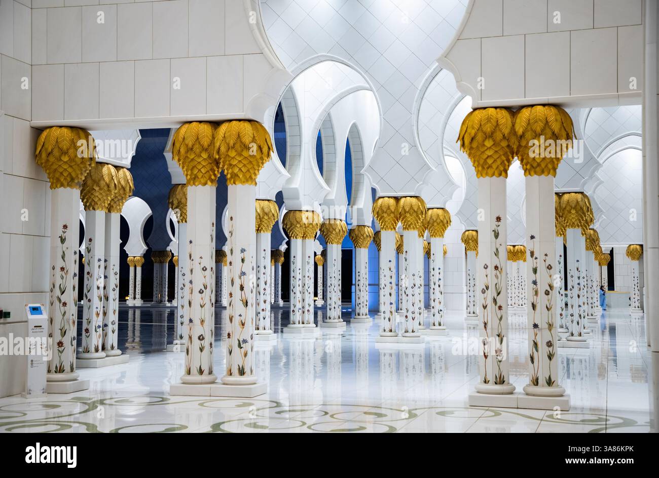 Particolare della Grande Moschea dello Sceicco Zayed ad Abu Dhabi, Emirati Arabi Uniti Foto Stock