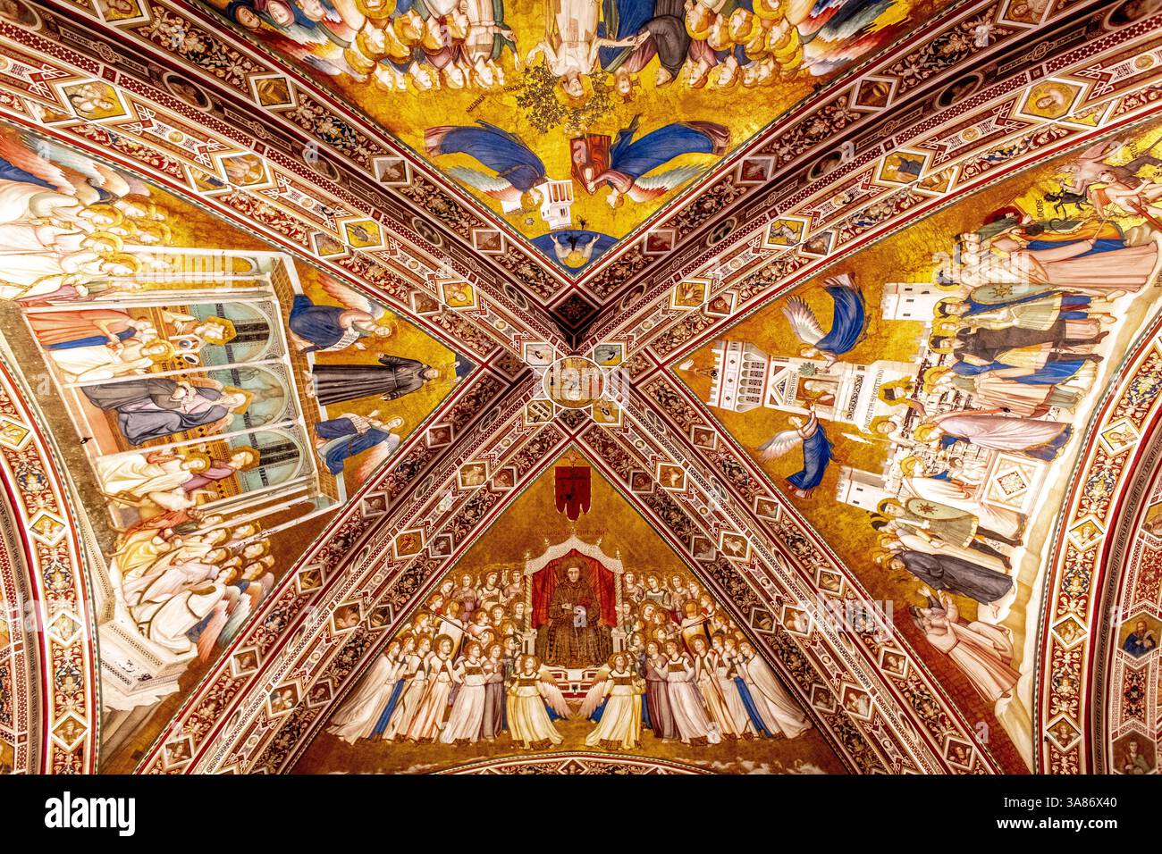 Cripta del transetto della chiesa inferiore, Basilica di San Francesco d'Assisi, UNESCO, Umbria, Italia Foto Stock