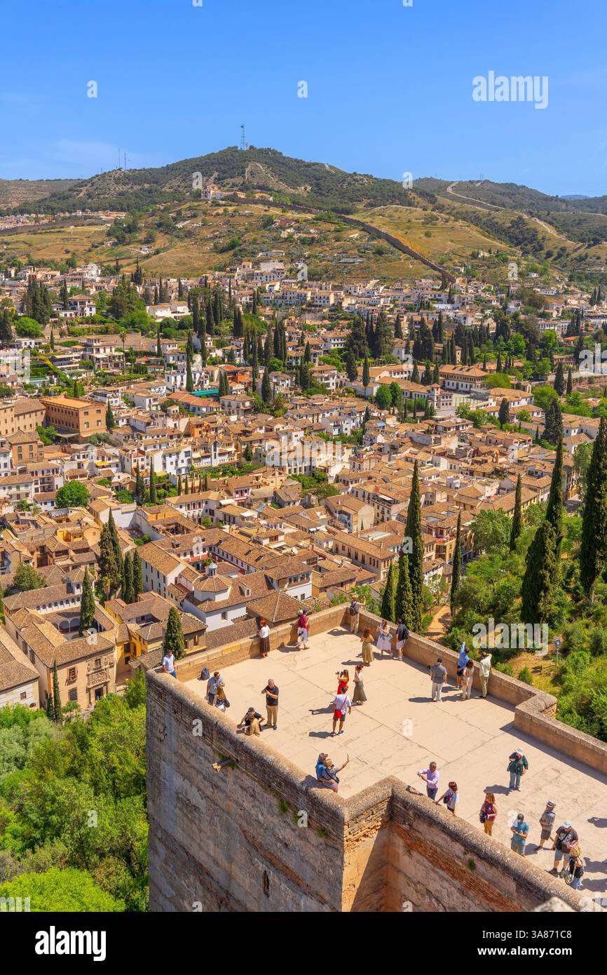 Alcazaba, architettura islamica e mudejar, Alhambra, UNESCO, Granada, Andalusia, Spagna Foto Stock