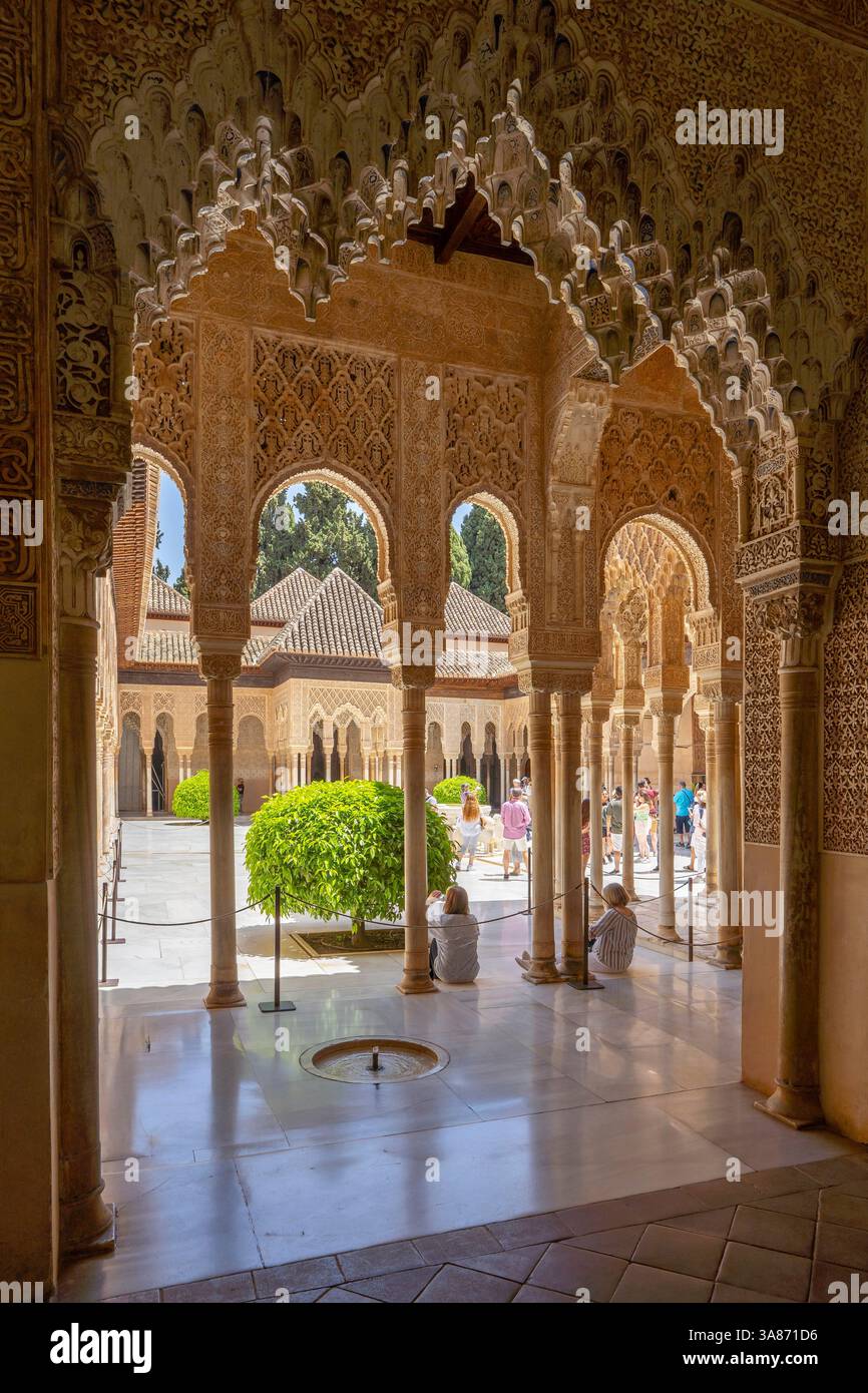 Palazzi Nasridi, architettura islamica e mudejar, Alhambra, UNESCO, Granada, Andalusia, Spagna Foto Stock