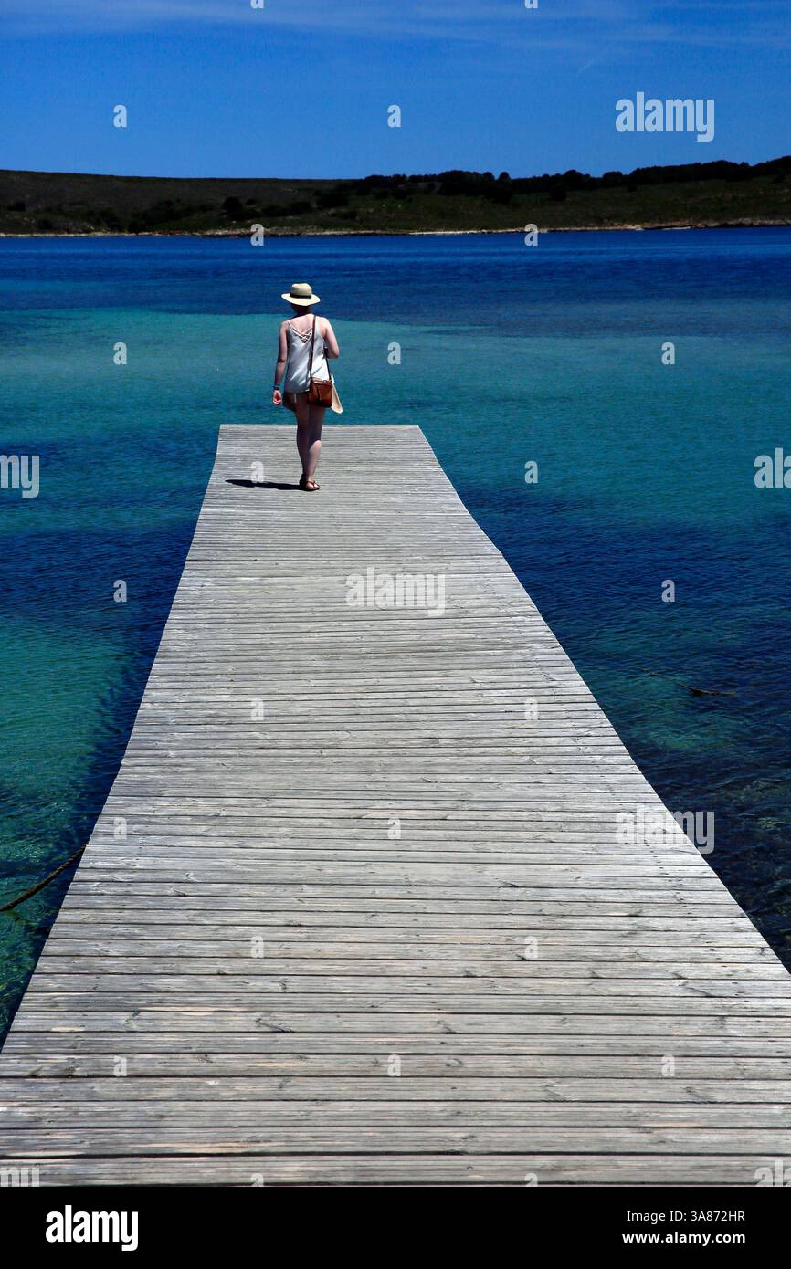 Paesaggio costiero sull'isola di Minorca, Isole Baleari, Spagna Foto Stock