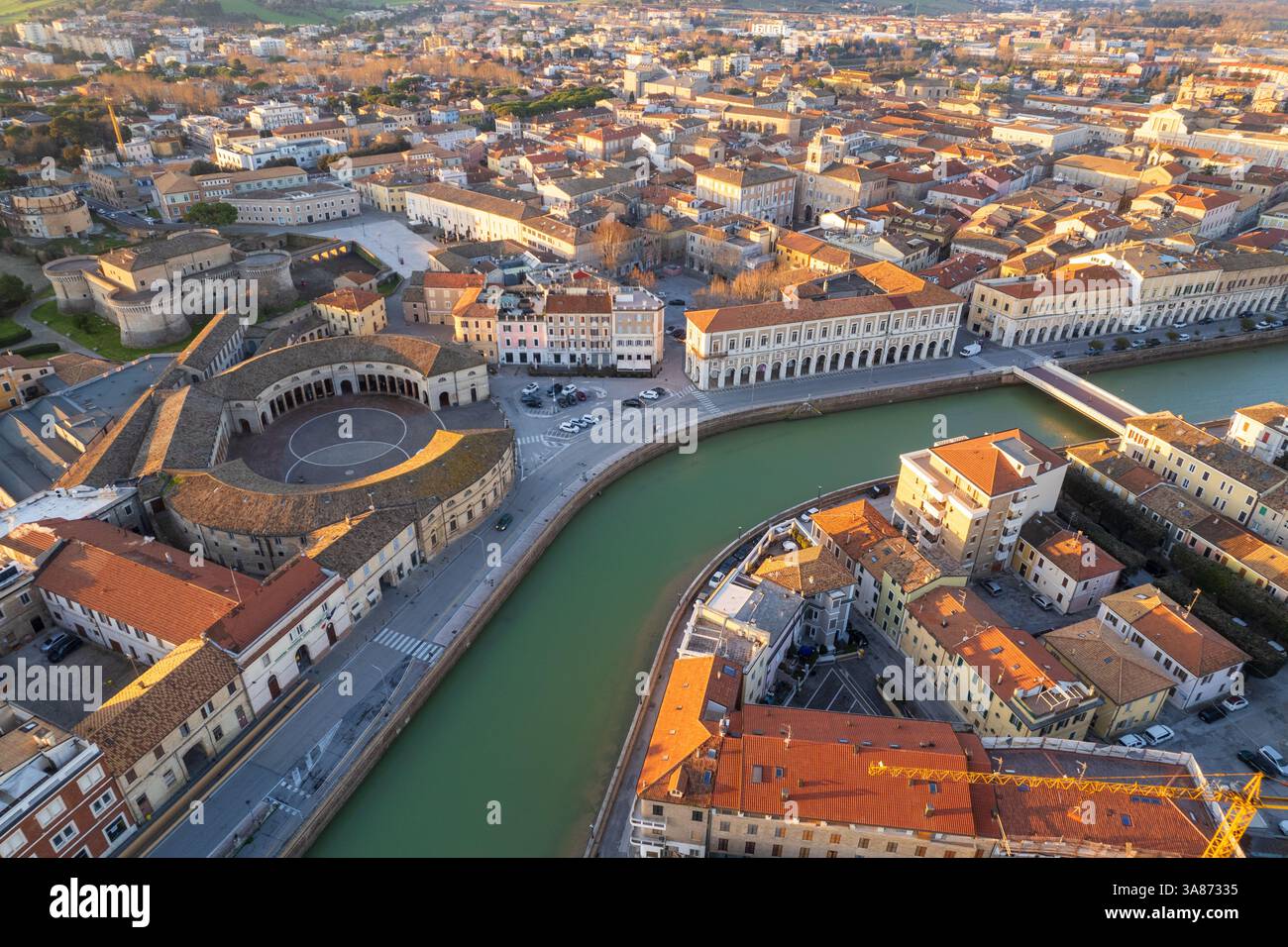 Veduta aerea del foro Annonario a Senigallia Foto Stock