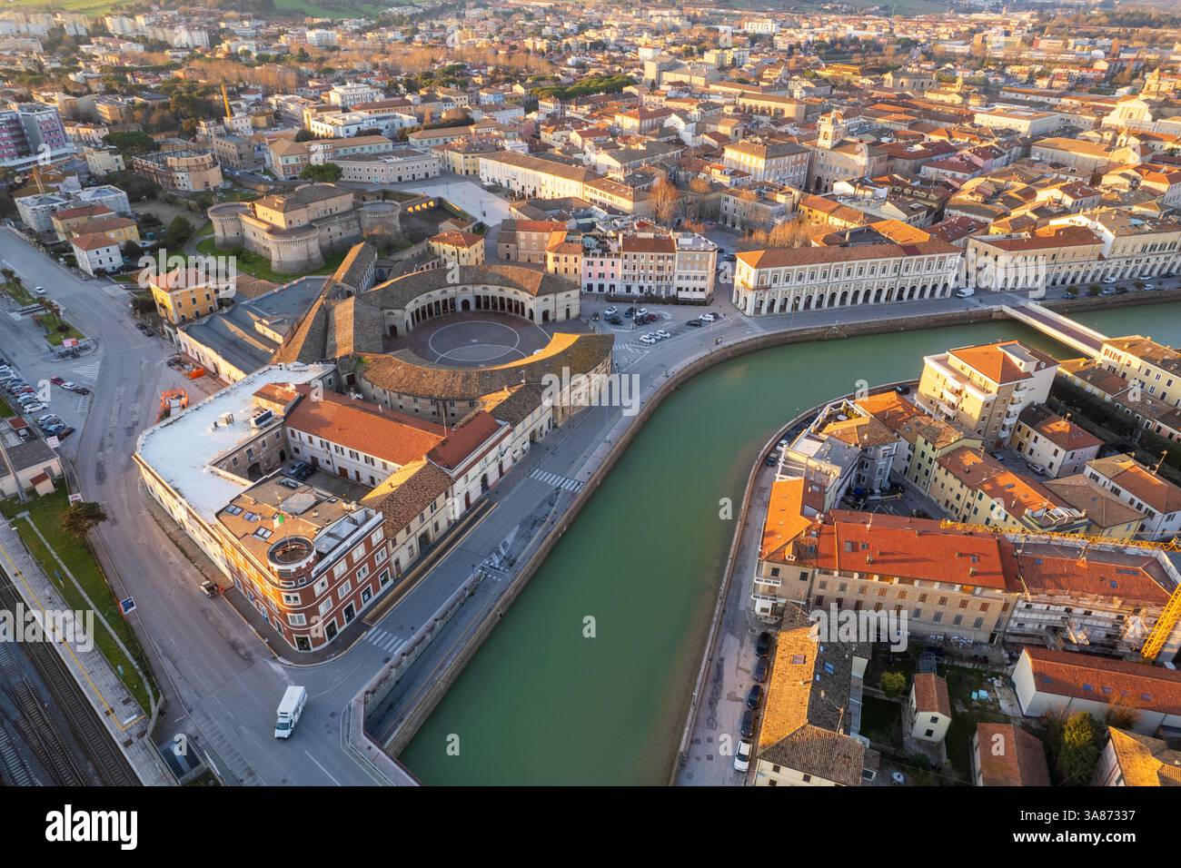 Veduta aerea del foro Annonario a Senigallia Foto Stock