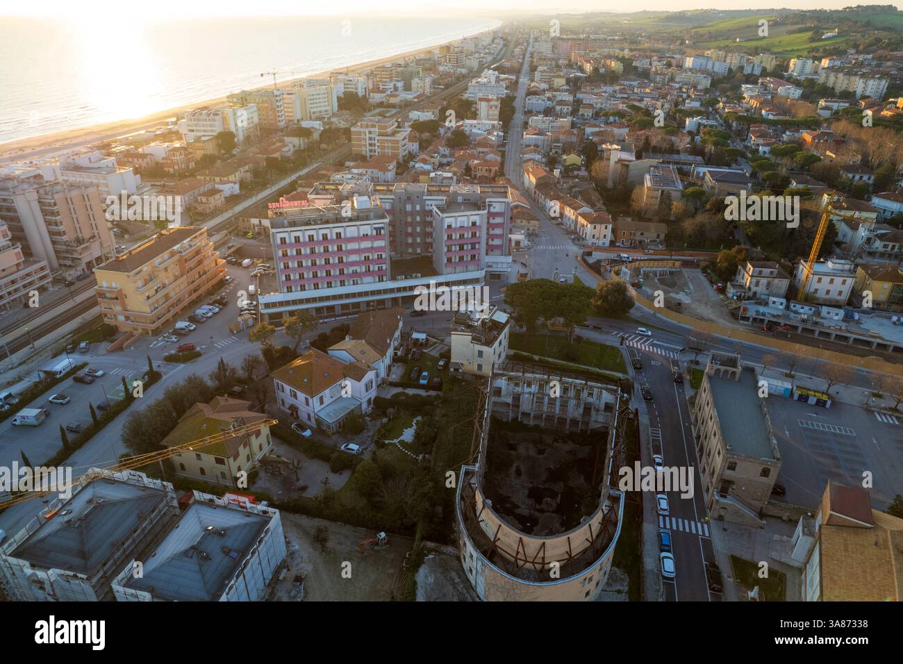 Veduta aerea del foro Annonario a Senigallia Foto Stock