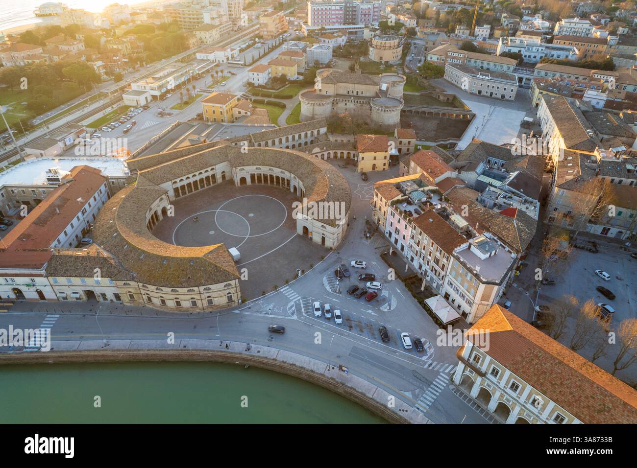 Veduta aerea del foro Annonario a Senigallia Foto Stock