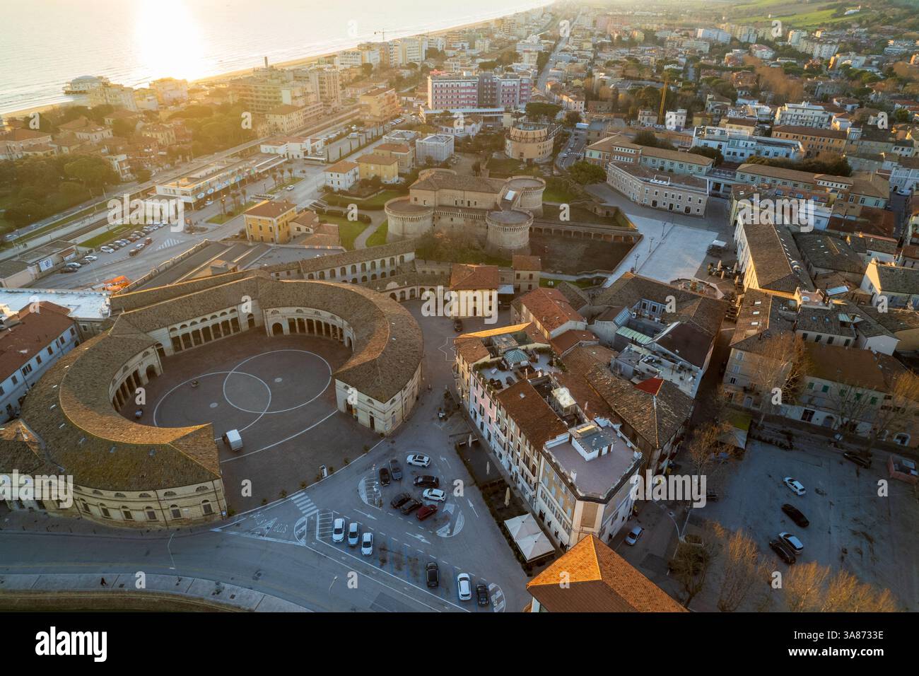 Veduta aerea del foro Annonario a Senigallia Foto Stock