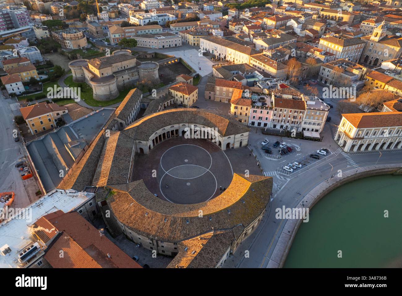 Veduta aerea del foro Annonario a Senigallia Foto Stock