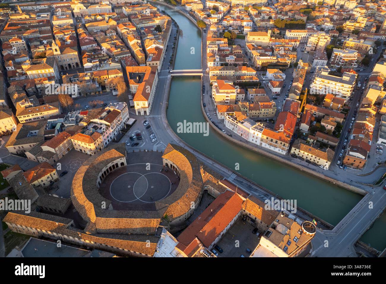 Veduta aerea del foro Annonario a Senigallia Foto Stock
