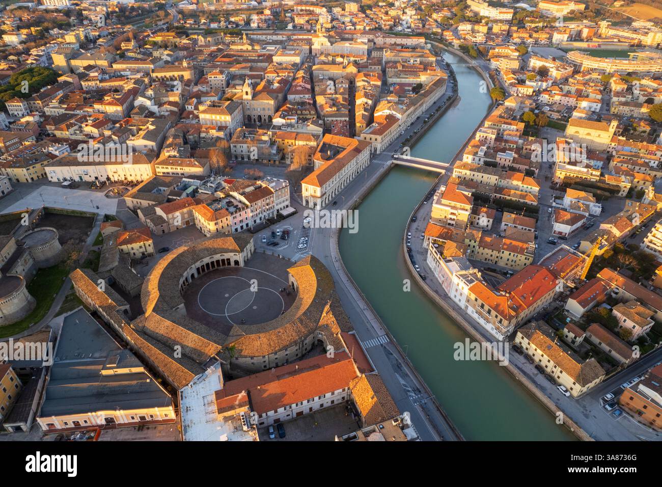 Veduta aerea del foro Annonario a Senigallia Foto Stock