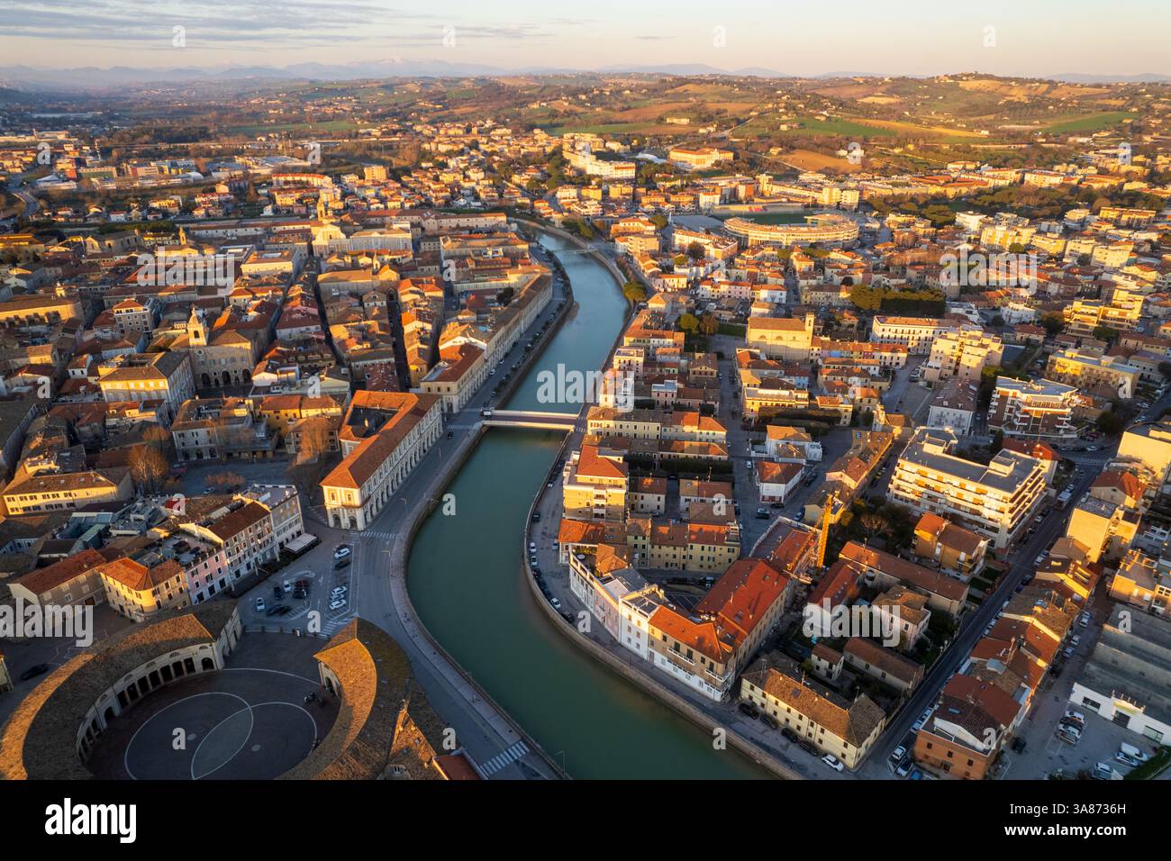 Veduta aerea del foro Annonario a Senigallia Foto Stock