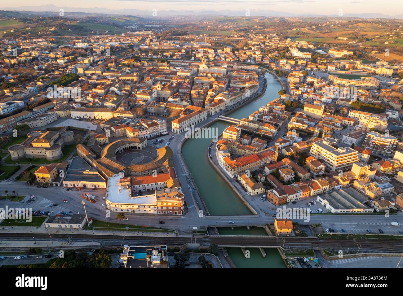 Veduta aerea del foro Annonario a Senigallia Foto Stock