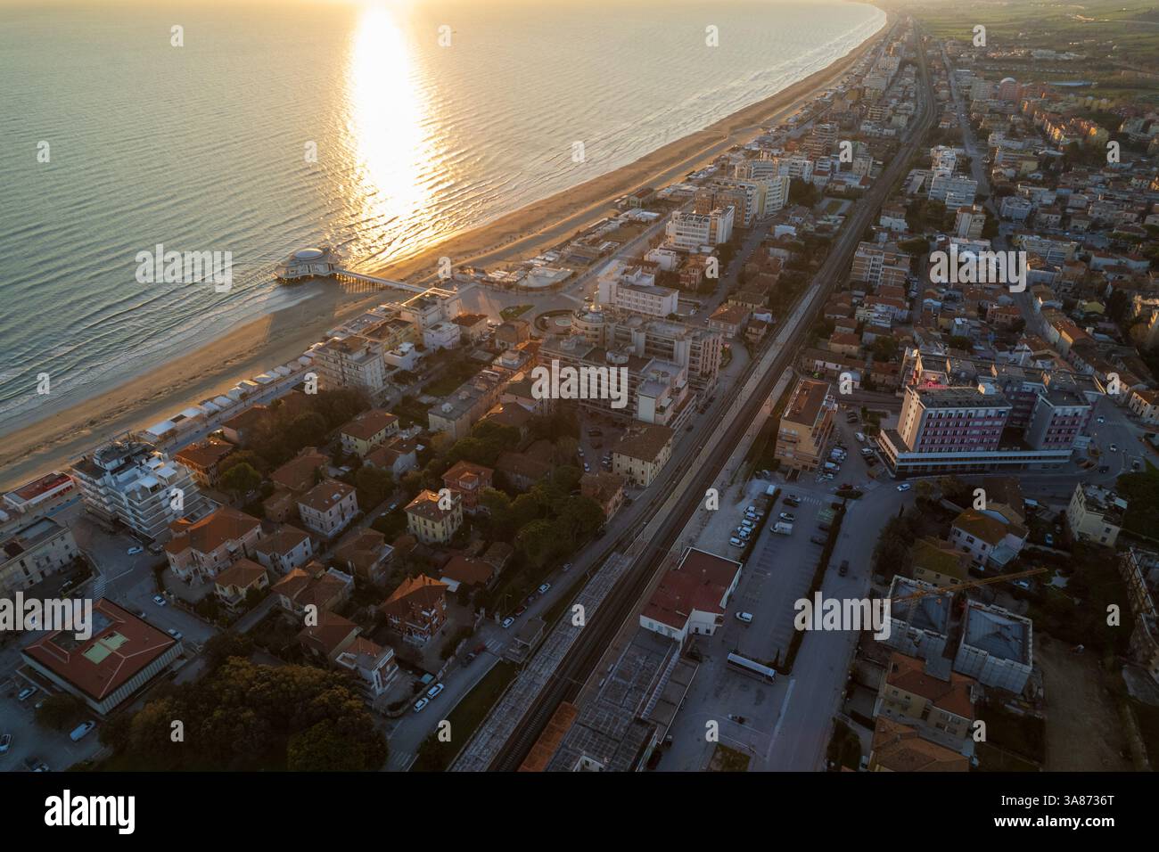 Veduta aerea del foro Annonario a Senigallia Foto Stock