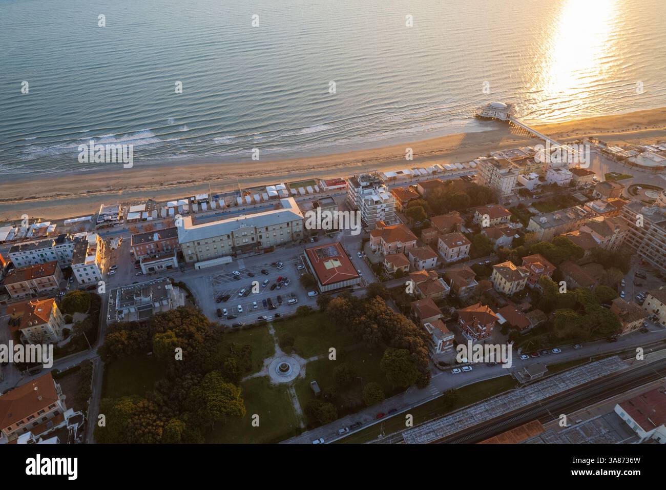 Veduta aerea del foro Annonario a Senigallia Foto Stock