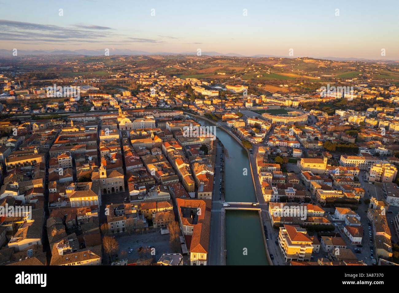 Veduta aerea del foro Annonario a Senigallia Foto Stock